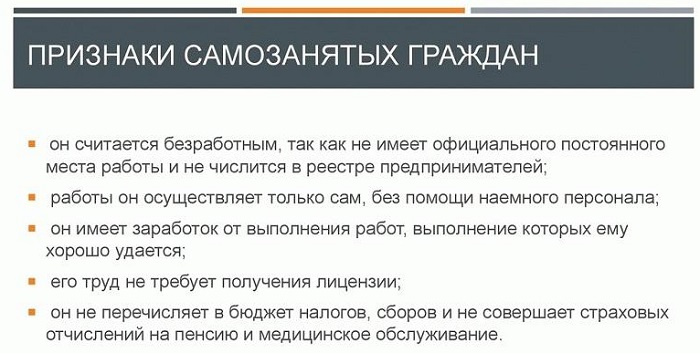 признаки самозанятых