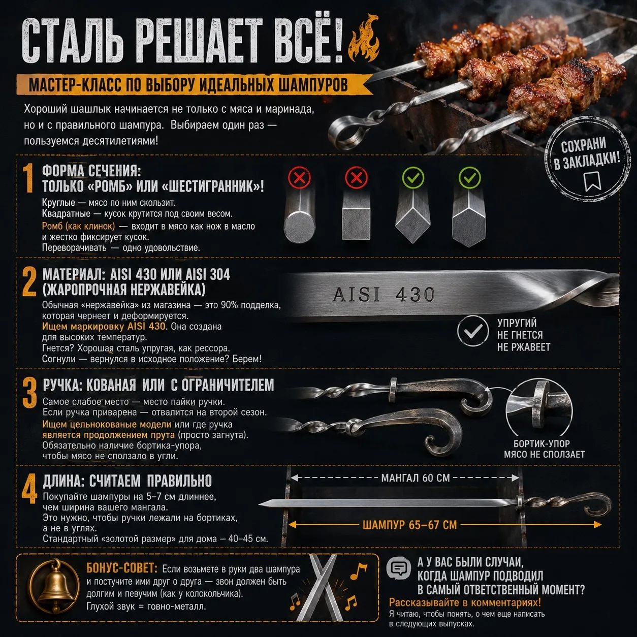 Сталь решает всё! Мастер-класс по выбору идеальных шампуров.