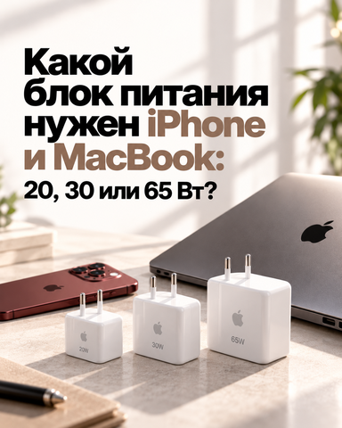 Какой блок питания нужен iPhone и MacBook: 20, 30 или 65 Вт