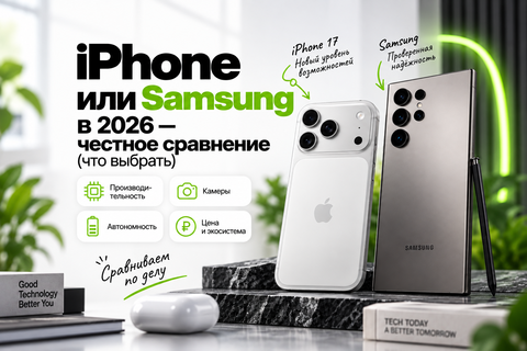 iPhone или Samsung в 2026 — честное сравнение (что выбрать)