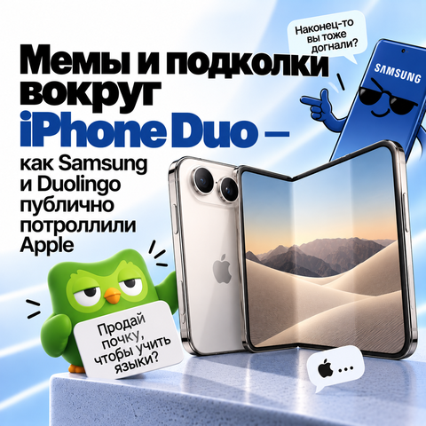 Мемы и подколки вокруг iPhone Duo — как Samsung и Duolingo публично потроллили Apple