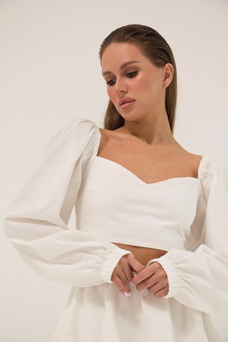 Топ с фигурным вырезом и рукавами COTTON CREAM ONESIZE