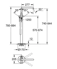 Смеситель для ванны Grohe Essence напольного монтажа, суперсталь (25248DC1)