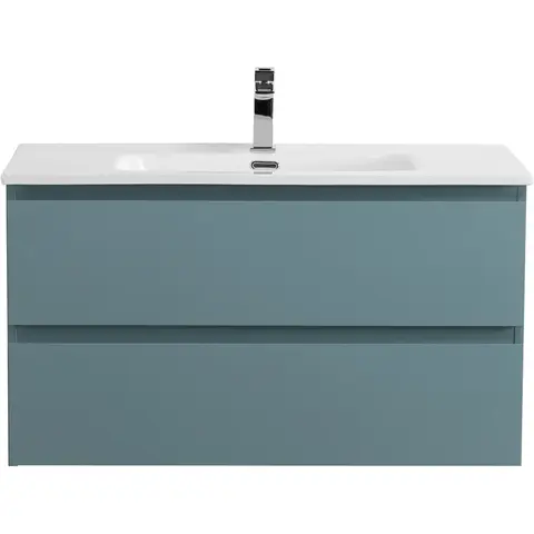 BelBagno KRAFT-800-2C-SO-AO База под раковину подвесная с фрезерованными ручками по всей длине фасада с двумя выкатн. ящ., Голубой Мат., 800x455x500