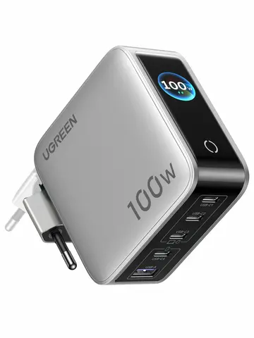 Зарядное устройство UGREEN X773 (65620B) 100W 5-Port GaN Fast Charger EU, серебристо-серый
