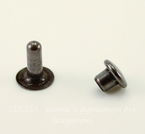 Заклепка из 2х частей TierraCast 7,6х2,5 мм, 6х4 мм (цвет-черный никель)