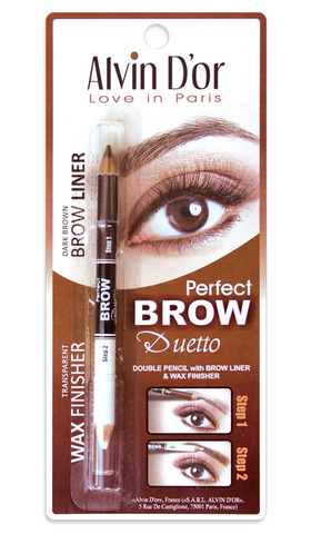 Alvin D`or P1-4 Дуэт для бровей двойной карандаш+Воск Brow Perfect (тон 02 Dark Brown)