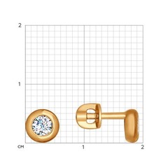 Серьги-пусеты круглые из золота 585 пробы с фианитами от SOKOLOV