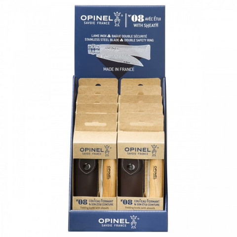 Набор-дисплей Opinel, 10 наборов ножей №8 из нержав. стали + чехол