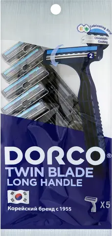 DORCO TG-711 однораз.станок 5шт.плав.гол.с 2лезвиями и увл.полосой NEW (Ю.Корея)