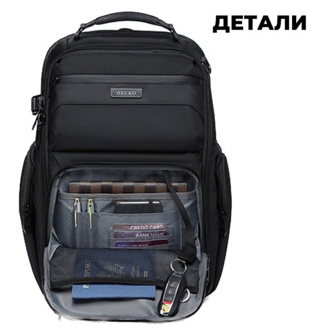 Картинка рюкзак городской Ozuko 9770L Black - 10