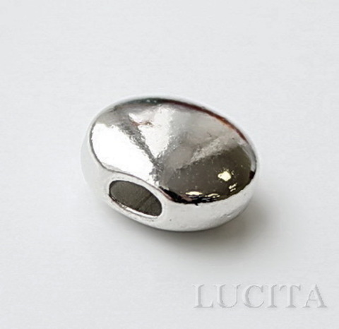 Бусина металлическая гладкая (цвет - античное серебро), 14х12 мм