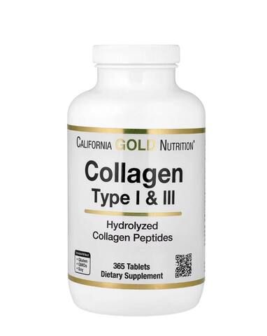 California Gold Nutrition гидролизованный коллаген I и III типов, 365 таблеток