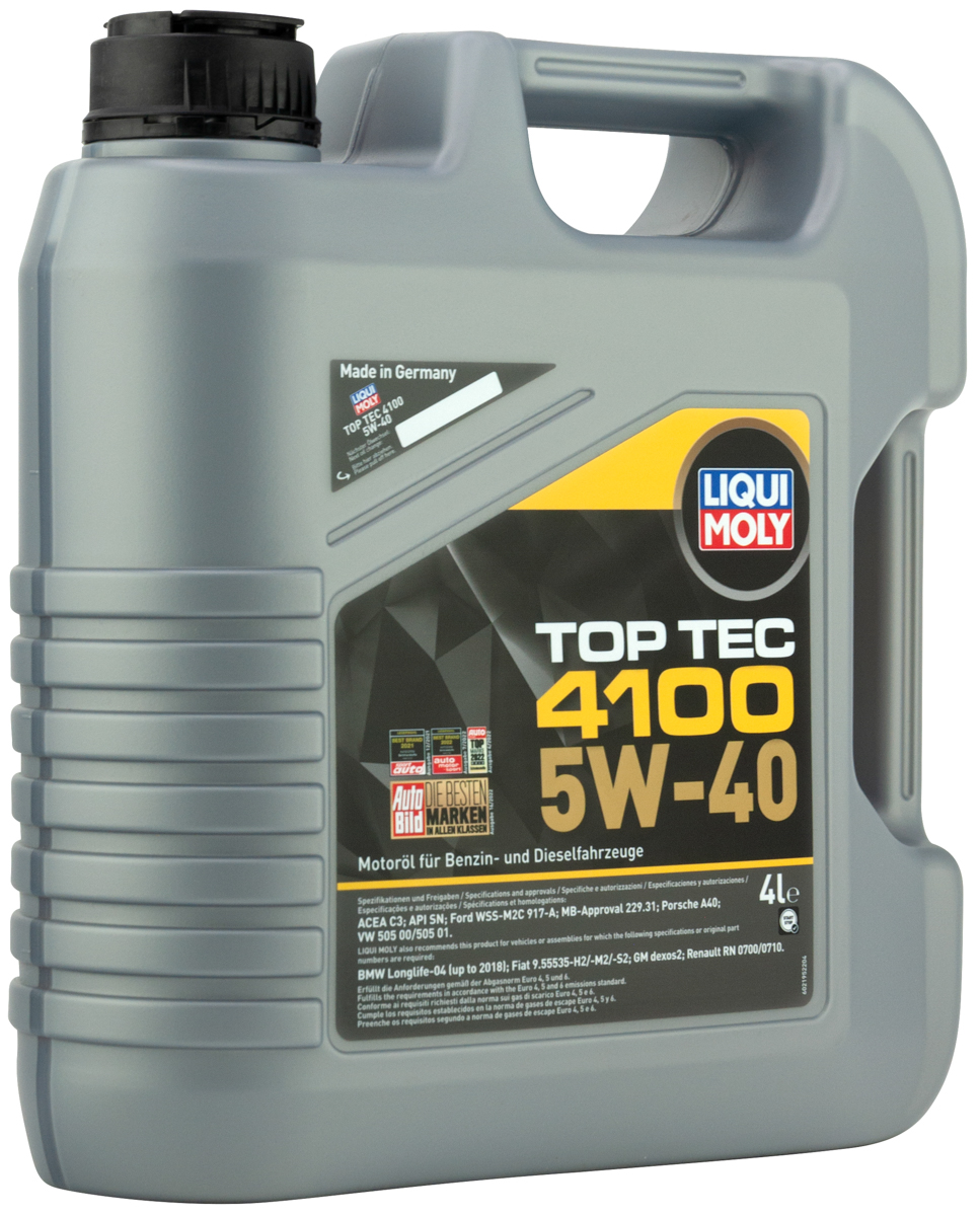 Моторное масло Liqui Moly Top Tec 4100 5W40, MB 229.31, SN, hc-синтетическое, 4л