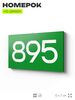 Номер на дверь 895, табличка на дверь для офиса, квартиры, кабинета, аудитории, склада, зеленая 120х70 мм, Айдентика Технолоджи