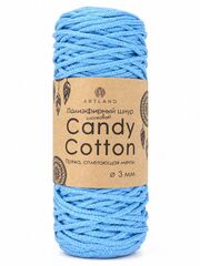 Плетёный шнур Candy cotton 3 мм, без сердечника, 300 гр, 90% х/б, 10% п/э, 120 м, голубой