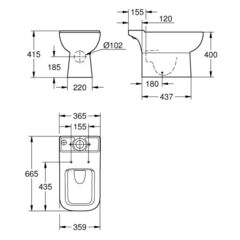 Унитаз напольный GROHE BauEdge Ceramic  безободковый, с бачком внешнего монтажа, альпин-белый и сиденьем 39811000