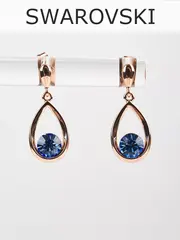 Серьги-капли Белла с голубыми кристаллами Swarovski