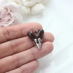 Подвеска Сердце с шоколадной эмалью, 25*20 мм, родий, П056