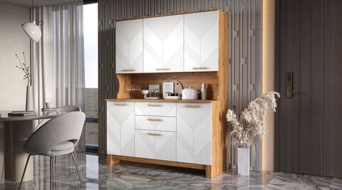 Буфет 1,5м Ирис (Браш Вайт, Дуб Крафт)