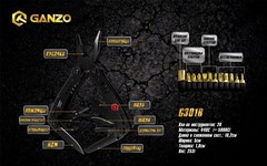 Мультитул Ganzo G301B, 105 мм, 26 функций, нейлоновый чехол