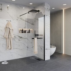 Душевая перегородка Niagara Nova (110х195) черный, стекло прозрачное