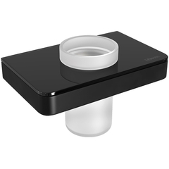 Lemark Glass Line 9732036 Стакан для зубных щеток с держателем, полка 17,5х11 см, чёрный/чёрное стекло фото