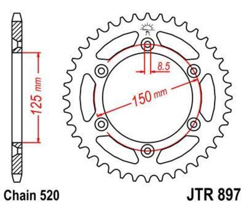 Звезда ведомая KTM250XC КТМ450 SX-F JTR897 49 зуб