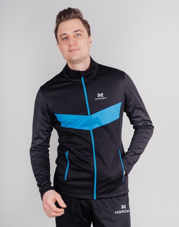 Мужская утепленная разминочная куртка Nordski Base black-blue