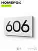Номер на дверь 606, табличка на дверь для офиса, квартиры, кабинета, аудитории, склада, белая 120х70 мм, Айдентика Технолоджи