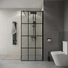 Душевая перегородка Niagara Eco NG-552-80BLACK (80х190) черный,стекло клетка,1 место
