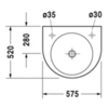 Duravit Architec 449580000 Раковина без перелива, с плоскостью под смес., с намеченным отв. для дозатора мыла справа и для смесителя слева, 575x520мм, цвет: бел