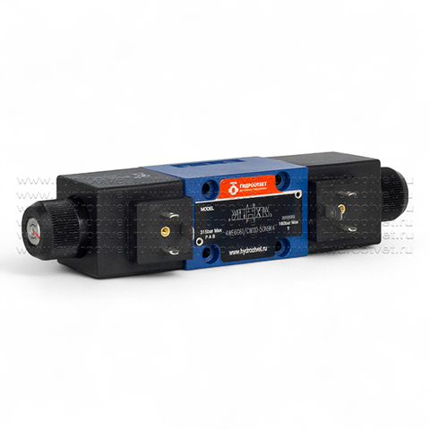 Фото 4WE6G61/CW110-50N9K4 - Гидрораспределитель золотниковый Ду 6 с электроуправлением, схема G (64), электроуправление W110, возврат - пружинный