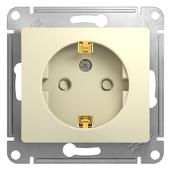 Schneider Electric Glossa Бежевый Розетка с заземляющими контактами со шторками механизм IP20 скрытая установка GSL000245
