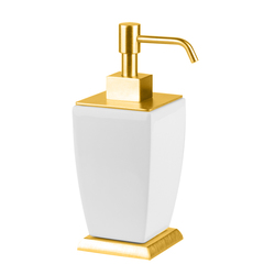 Gessi Mimi 33238#080 Дозатор для жидкого мыла настольный керамический, цвет: золото/белый фото