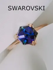 Кольцо Миражи тонкое с фиолетовым кристаллом Swarovski