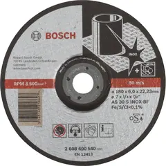 Обдирочный круг выпуклый Expert for Inox 180х6 мм BOSCH 2608600540