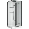 BelBagno UNO-CAB-A-1-90-C-NERO-Bi-TOP-R Душевая кабина с задними стенками, смесителем, верхним и ручным душем, акриловым поддоном и крышей, правосторонняя
