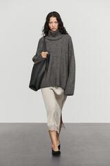 Massimo Dutti Атласная юбка миди с кружевом, жемчужно-серый
