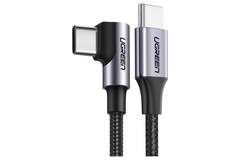 Кабель UGREEN USB-C to Angled USB2,0-C Round Cable M/M Aluminum Shell Nickel Plating угловой, 3м US255, серо-черный