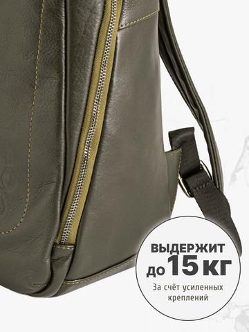 Кожаный рюкзак цвета зелёного хаки