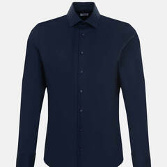 Сорочка мужская Seidensticker Slim Fit 01.693650-19 из фактурной ткани тёмно-синяя
