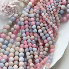 Тонированный кварц, микс, шарик, 6 мм, нить, К040