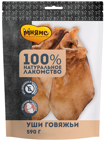 Мнямс лакомство для собак уши говяжьи 590г