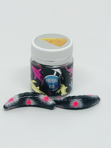 NEON 68 Maggot 46мм (6 шт ) СЫР цвет ЧЕРНЫЙ/БЕЛАЯ РОЗОВАЯ ТОЧКА продажа от 2 шт.