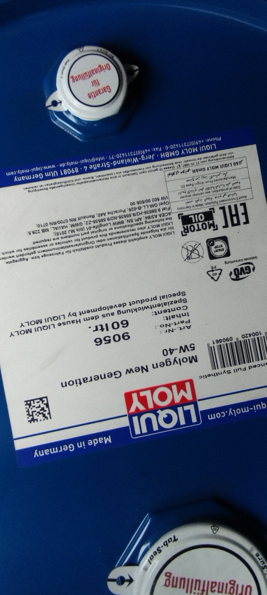 Моторное масло Liqui Moly Molygen New Generation 5W40 hc-синтетическое 60л