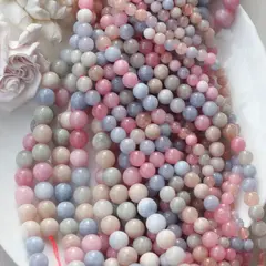 Тонированный кварц, микс, шарик, 6 мм, нить, К040