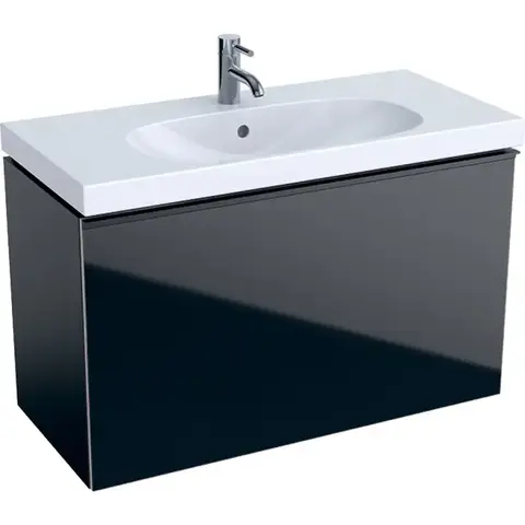 Geberit Acanto 500.616.16.1 Тумба под раковину, 89x53.5x41.6, черный / лакированный матовый, черный / глянцевое стекло