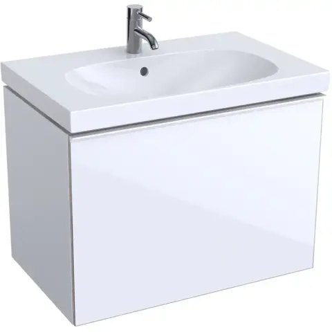 Geberit Acanto 500.611.01.2 Тумба под раковину, 74x53.5x47.5см, белый / ультраглянцевый лакированный, белый / глянцевое стекло