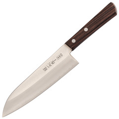 Фото Поварской кухонный шеф нож Сантоку Kanetsugu Special Offer 17 см, сталь Aus 8 / Laminated Sus 410 Stainless Steel, рукоять розовое дерево